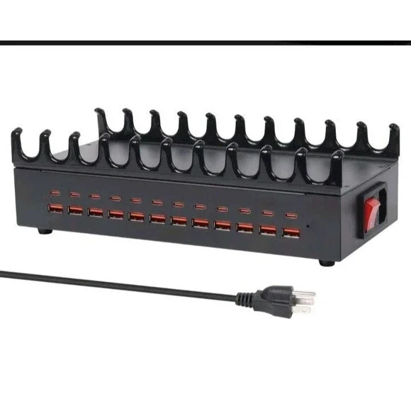 300W Charging Station for Multiple Devices - 24 Ports USB Fast Charging Station