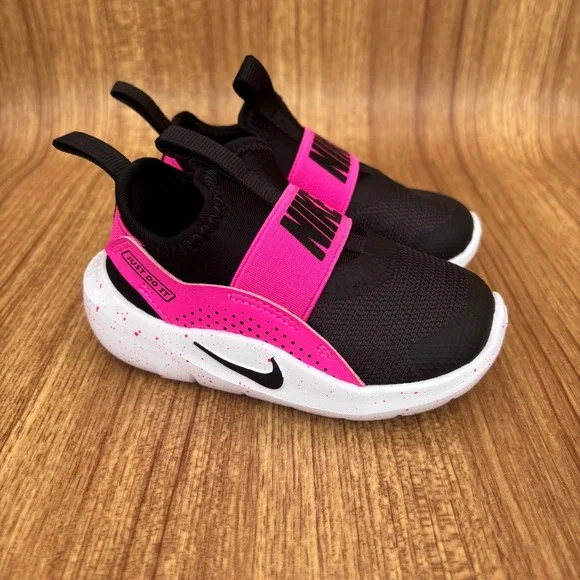 Nike Flex Runner 3 Toddler Size 5C Black Pink Slip On Athletic Sneakers NEW