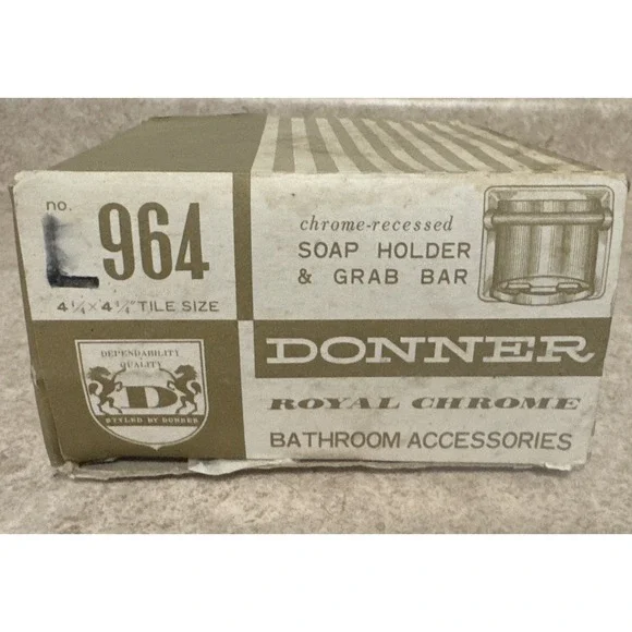 Vintage 1960s - 1970's Donner 964 Chrome Recessed Soap Holder Grab Bar Japan NOS