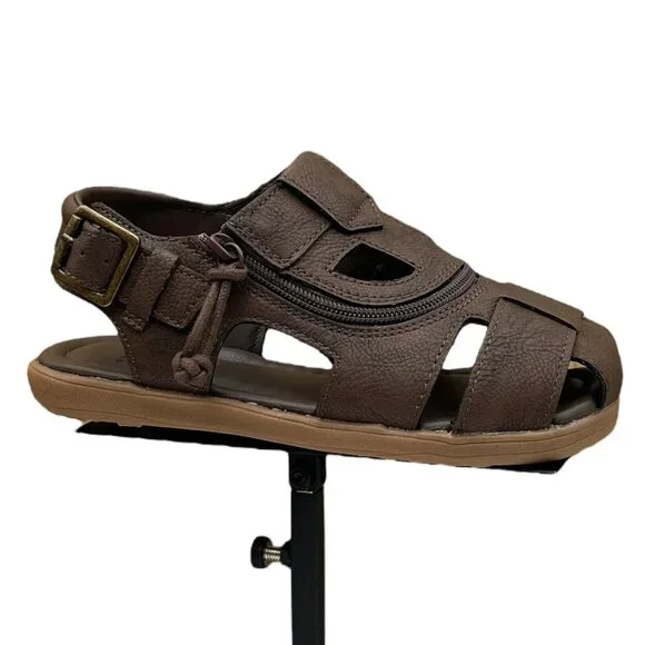 BILLY Little Boys Girls Slip-on Sandal Size 12 Brown Fisherman Full-Zip Closure