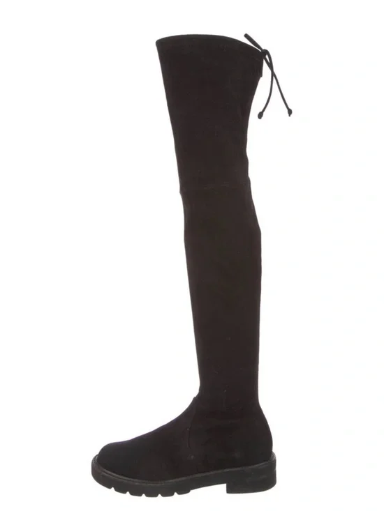 Stuart Weitzman Lowland Drawstring Black Suede Over The Knee Boots‎ size 7