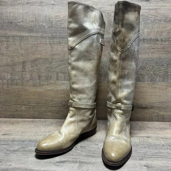 Frye Dorado Over The Knee Tan Leather Riding Boots Women's Size 7