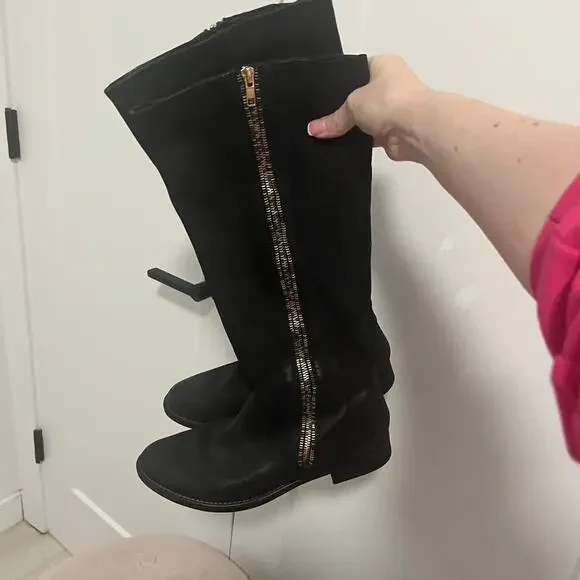 Steve Madden Black Zipper Detail Tall Boots Size 10