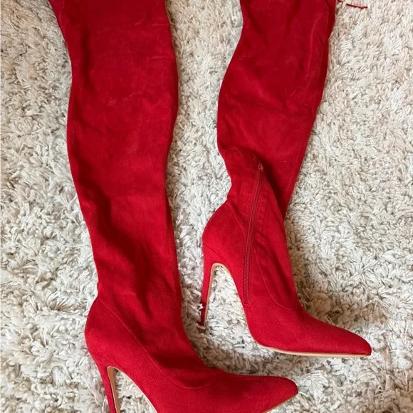 Chic Scarlet Over-the-Knee Boots