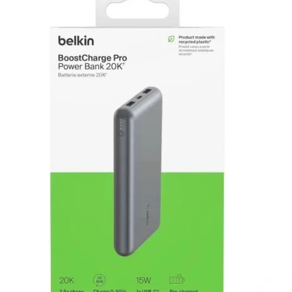 NEW! Belkin BoostCharge Pro 20K Power Bank - Silver - in unopened box