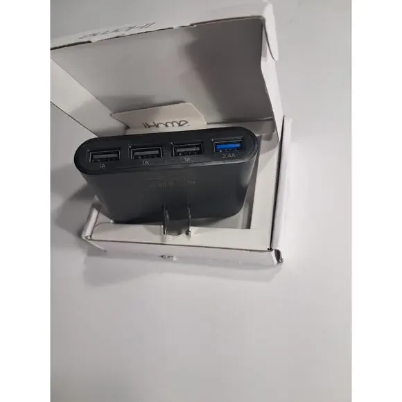 iHome Slim 4-Port USB Wall Charger, AC Pro Black