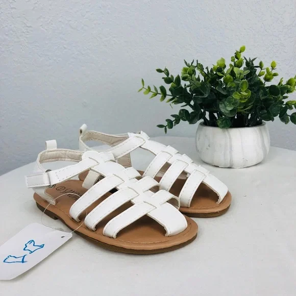 NWT WHITE VELCRO MUTLISTRAP GLADIATOR KIDS SANDALS