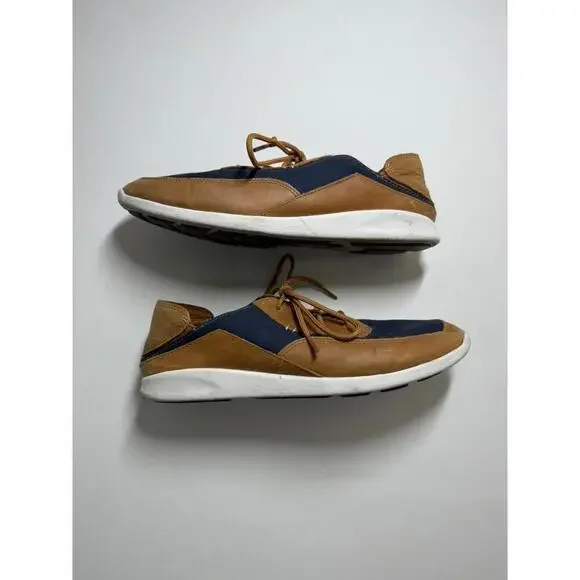 OluKai Kihi in Trench‎ Blue/Tan Size 10 Boat Shoes