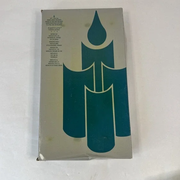 VTG PartyLite 10 Inch D4050 Evergreen Unscented Square Dinner Candles 6 Pack