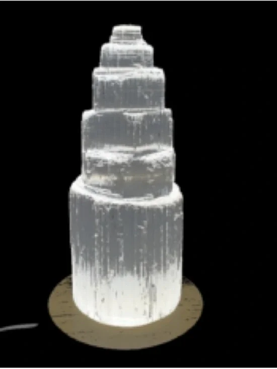 Selenite Tower With Light Base