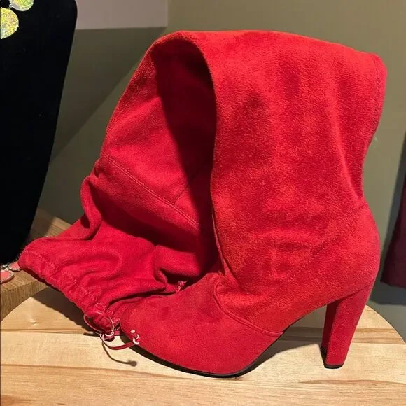 Wild Diva Vibrant Red Faux Suede Over-the-Knee Women's Boots