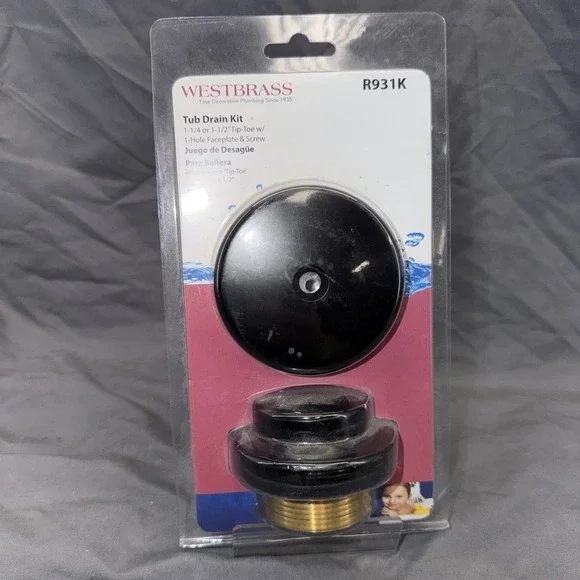 Westbrass Universal Tip-Toe Tub Drain Trim Kit Matte Black R931K-62 B201