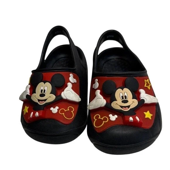 Disney Mickey Mouse Clogs Kids Black Red Unisex‎ 3D Character Slip On Size 5/6