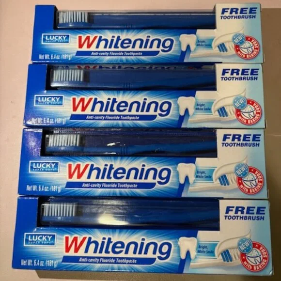 NEW- (4) - Lucky Super Soft - Adult Toothpaste with Toothbrush