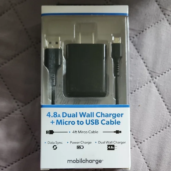 Mobilcharge Dual Wall Charger with Micro USB Cable