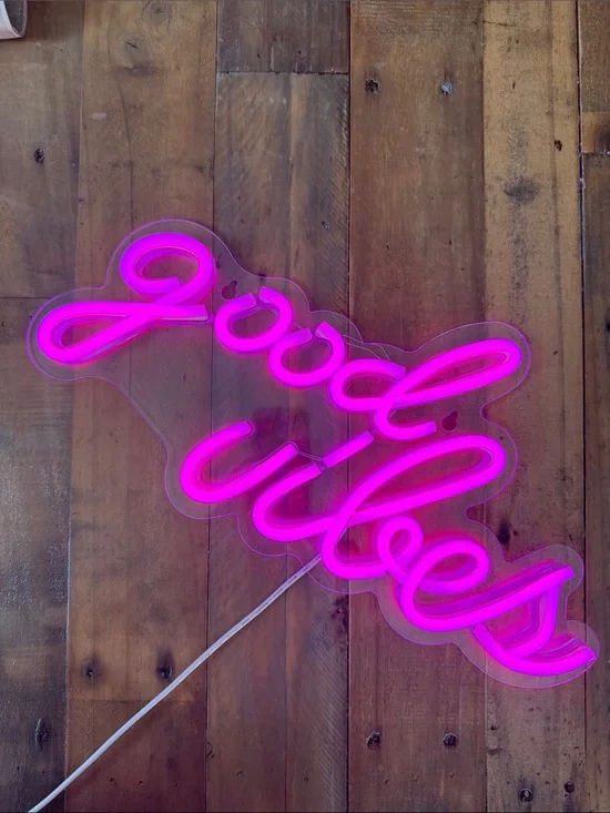 Good Vibes Pink LED Neon Wall Light