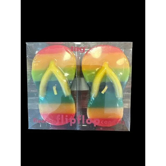 TAG Vintage Set of 2 Floating Candles Flip-flop Sandals Rainbow‎