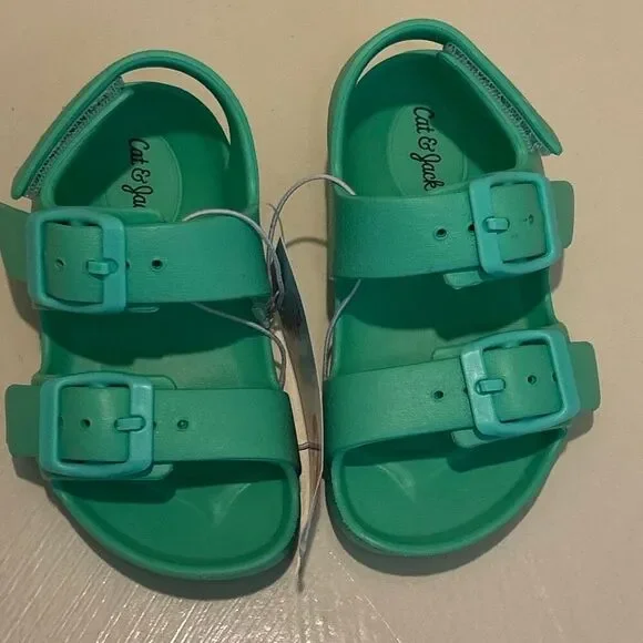Cat & Jack Size 5 Strap Back Jelly Sandals Kelly Green Summer Beach Pool NWT