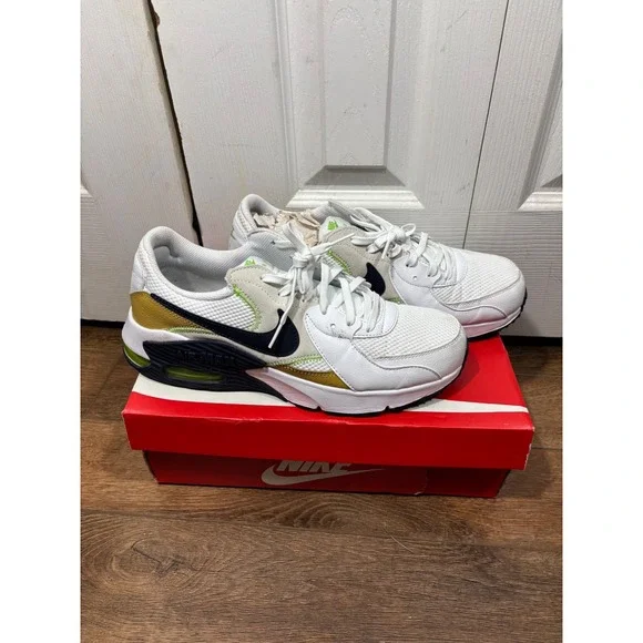 Nike Air Max Excee Men's White Gold‎ Black Neon Running Shoes Size 9.5