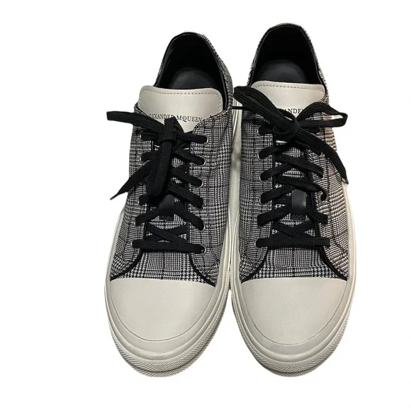 Alexander McQueen Plaid Leather Low Sneakers Sz 12