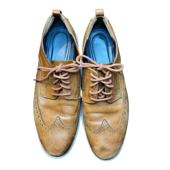 Cole Haan Grand.OS Shoes Mens Size 10.5‎ Brown Leather Wingtip Sneakers C26930