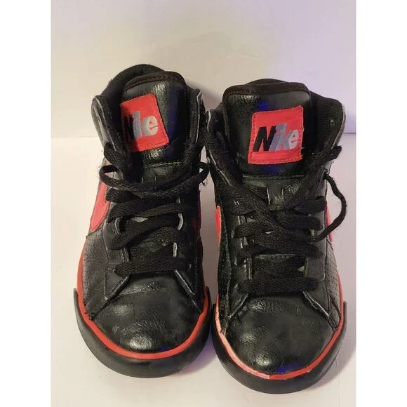 Nike Air High Tops Size Kid's 12.5 Black And Red