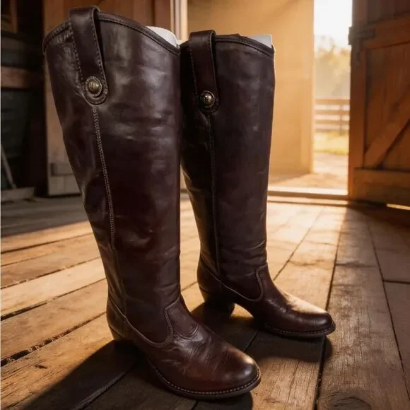 Frye womens Brown Leather Knee-High Boots size 6.5