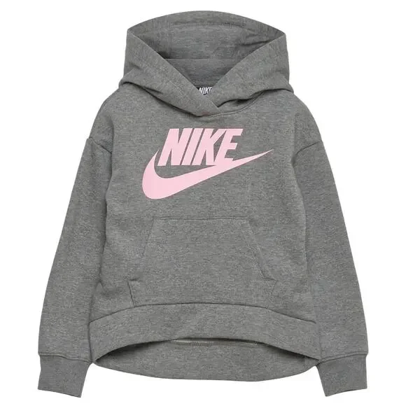 Nike Kids Standard Fit Club Fleece High-Low Pullover‎ Hoodie Gray Size Medium