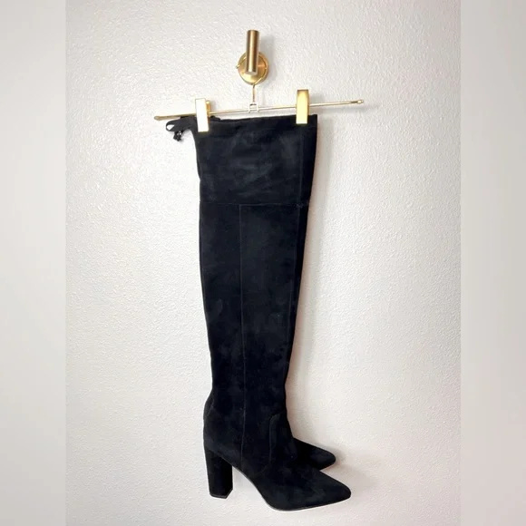Adrienne Vittadini Nilson Over The Knee Stud Zipper Tie Suede Boots Size 7