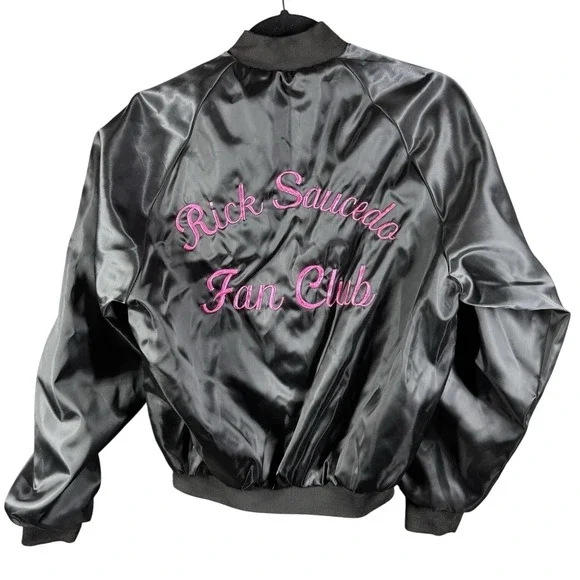 Westark Satin Jacket Mens Small Black Rick Sauceda Fan Club Bomber USA‎ Made