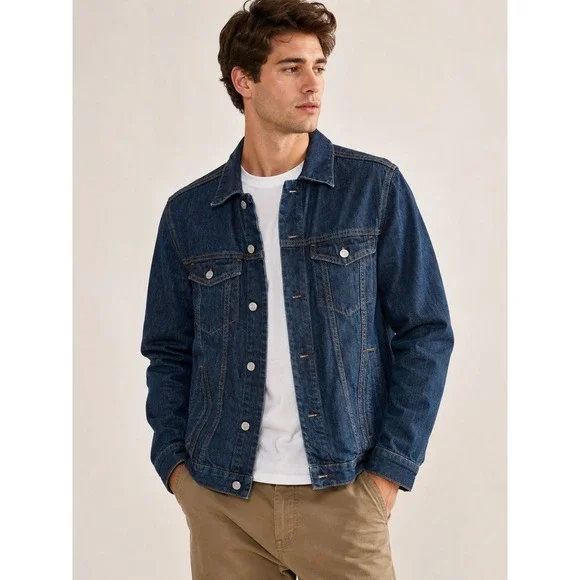 Gap Mens Dark Wash Denim Trucker Jacket Blue Button Up Size M 1969 927706-00