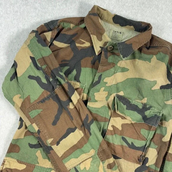 USGI BDU Jacket Mens Small Regular Green Woodland Camo VTG 80s Military Jacket
