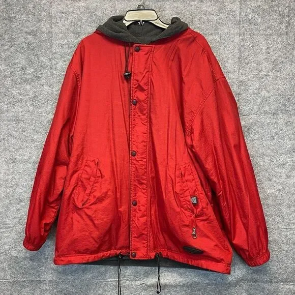 STRUCTURE Sport Jacket Men’s XL Red Charcoal Gray‎ Hooded Reversible Windbreaker