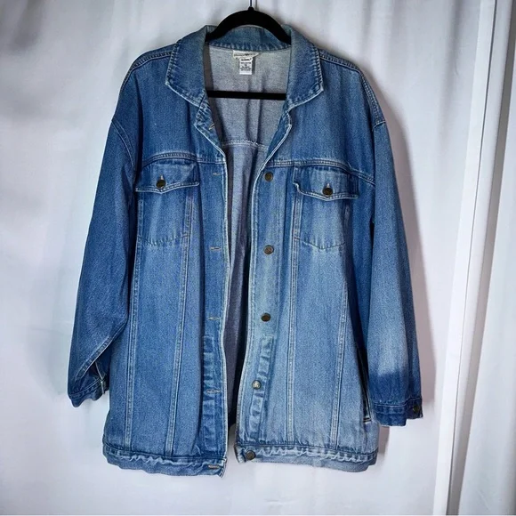 Vtg Hunter’s Run Denim Trucker Jacket Blue‎ Classic Vtg Wash Button Front Sz 1XL
