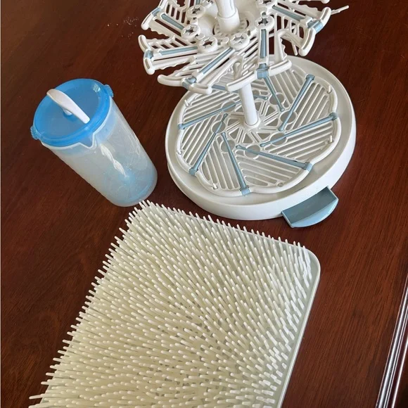 New White and Blue Baby Bottle Drying Rack bundle