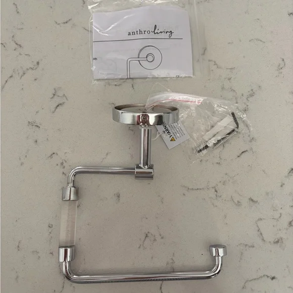 Anthropologie Chrome Wall-Mount Toilet Paper Holder