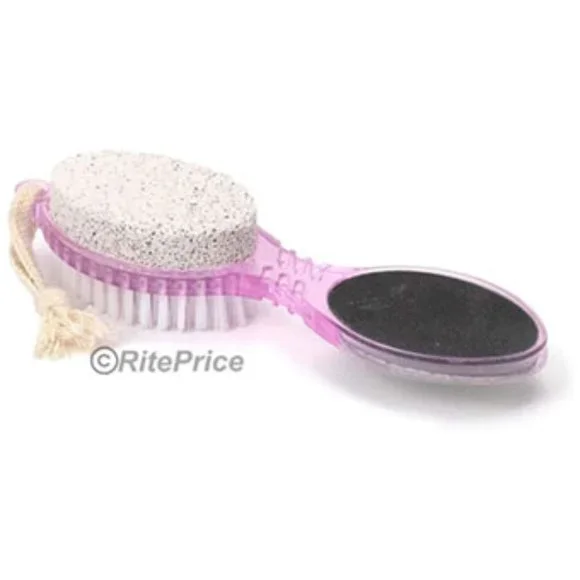 4 In 1 Foot Care Stone Callus Brush Pumice Scrubber Pedicure Exfoliate (2 Pack)