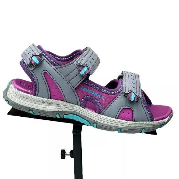Merrell Little Girls Sport Sandal Size 12 Fuchsia/Gray Adjustable Strap Open Toe