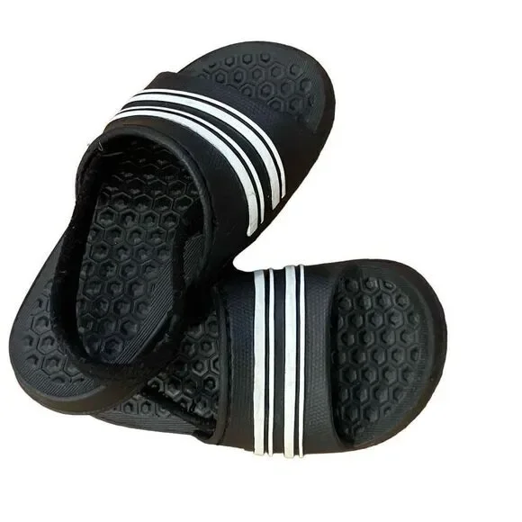 Wonder Nation Unisex Black White Flip Flop Sandals Toddler Size 7/8