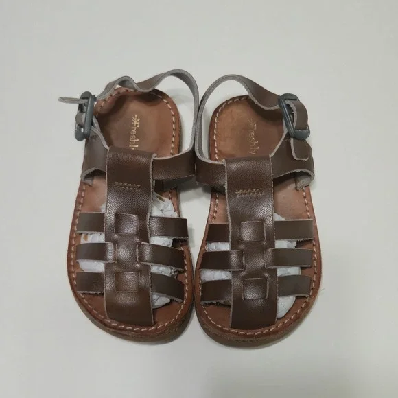 Freshly Picked Cognac Bixby Leather Fisherman Sandals Kids Toddler Size 5 Brown