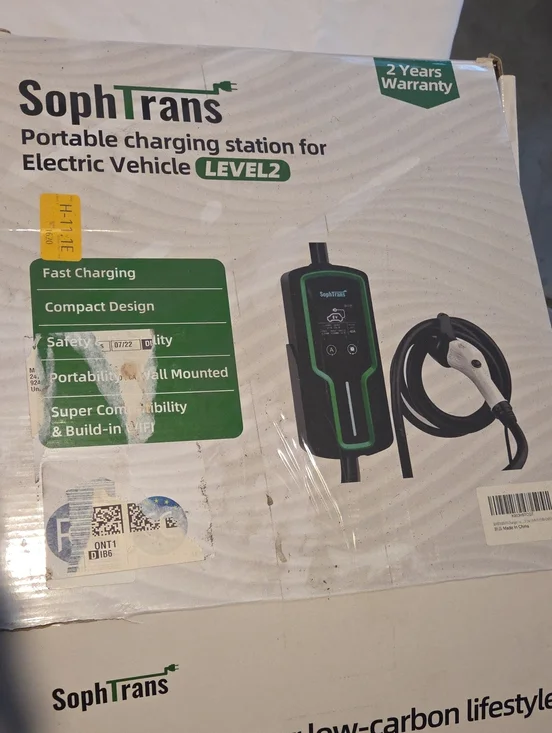 Green Portable EV Level 2 Charger with Cable