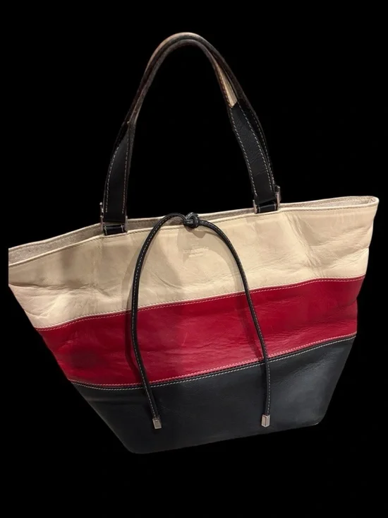 kate spade‎ Cream, Red & Black Colorblock Leather Tote