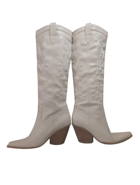 Bellini Cream Knee High Western Cowgirl Boots