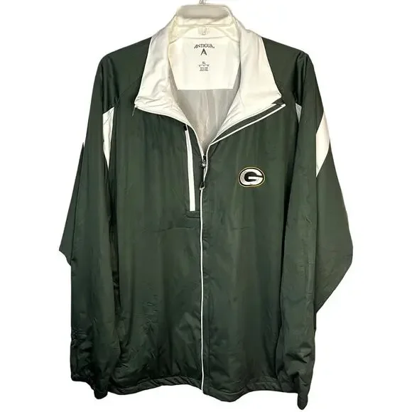 NFL Green Bay Packers Antigua Light Weight Full Zip Jacket Embroidered Size XL