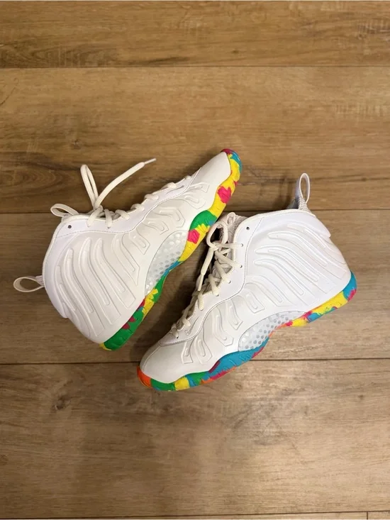 Nike Foamposite White High-Top Sneakers with Multicolor Sole