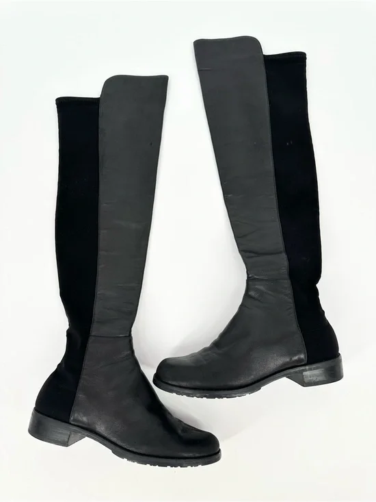 Stuart Weitzman 5050 Over-The-Knee Boots Leather Black Stretchy