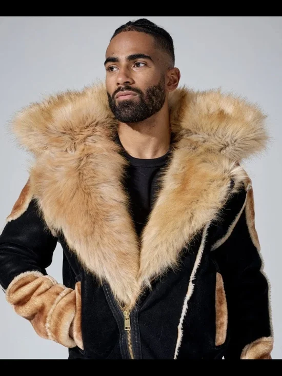 El Jefe Shearling Moto Jacket (Black Coffee)