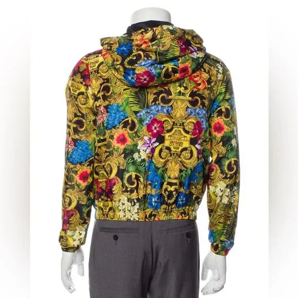 Versace Jeans Couture Jungle Baroque Printed Windbreaker Jacket, New, Size 44