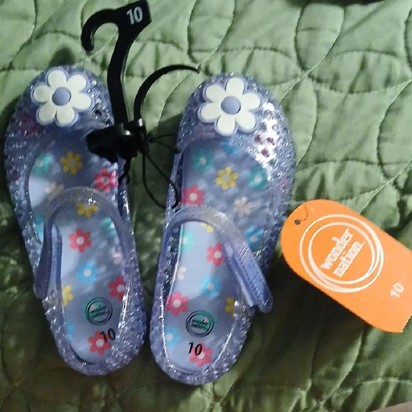 Wonder Nation Kids' Glittery Purple Floral Sandals