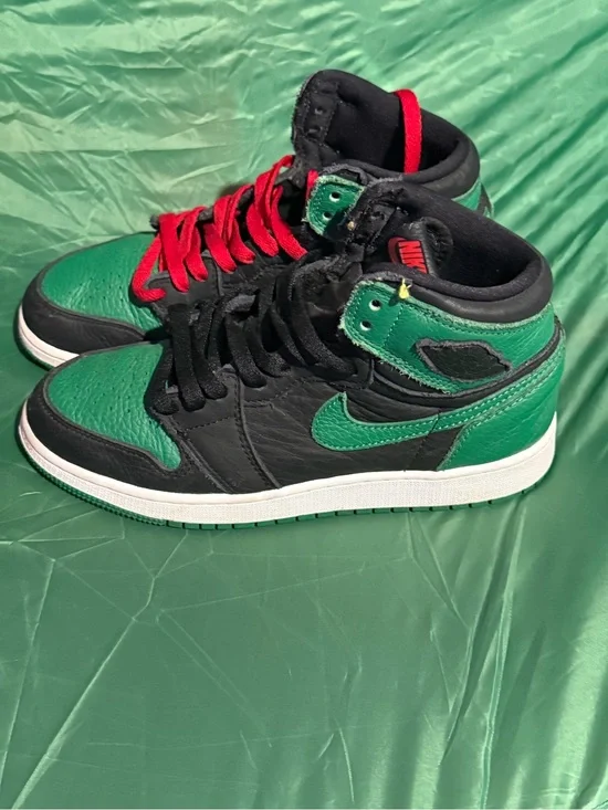 Nike Jordan 1 Mid Black & Green with Red Accents